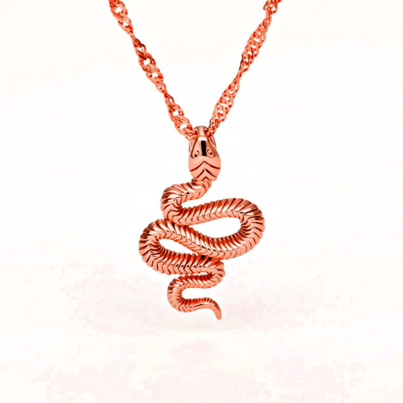 Stainless Steel Chain Snake Pendant Necklace, Rose Gold Color - OurCoordinates