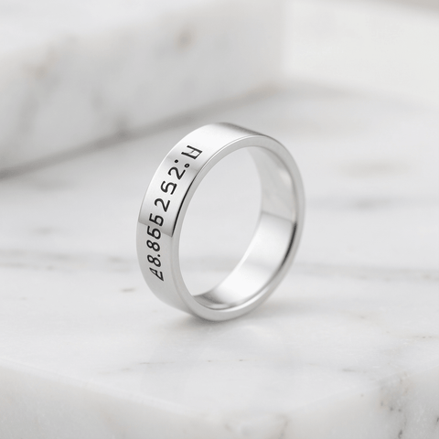 Coordinates Flat Band Ring, Sterling Silver - OurCoordinates
