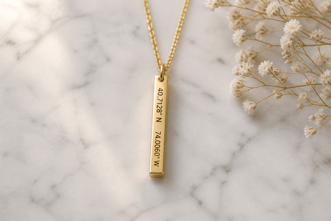 Custom Coordinates Necklace, Gold - OurCoordinates