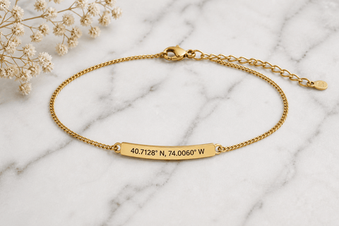 Personalized Chain Link Coordinates Bracelet, Gold - OurCoordinates