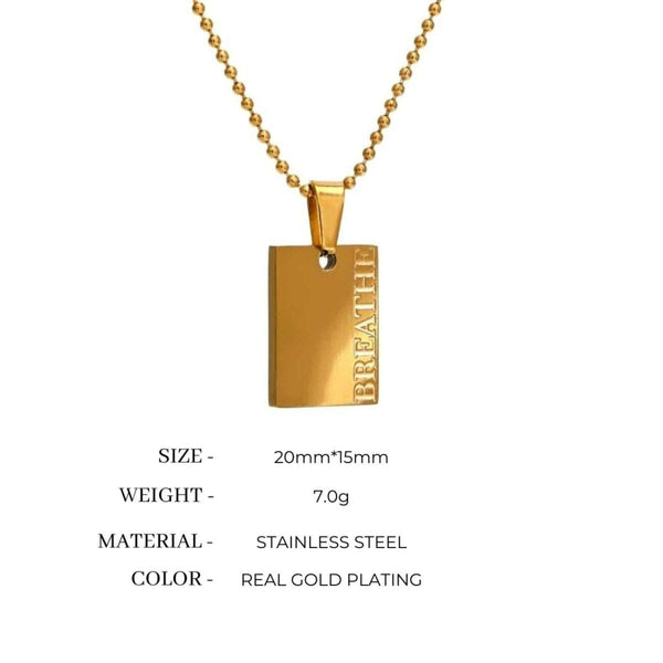 Link Chain Bar Engraved Necklace [18K Gold Plated]