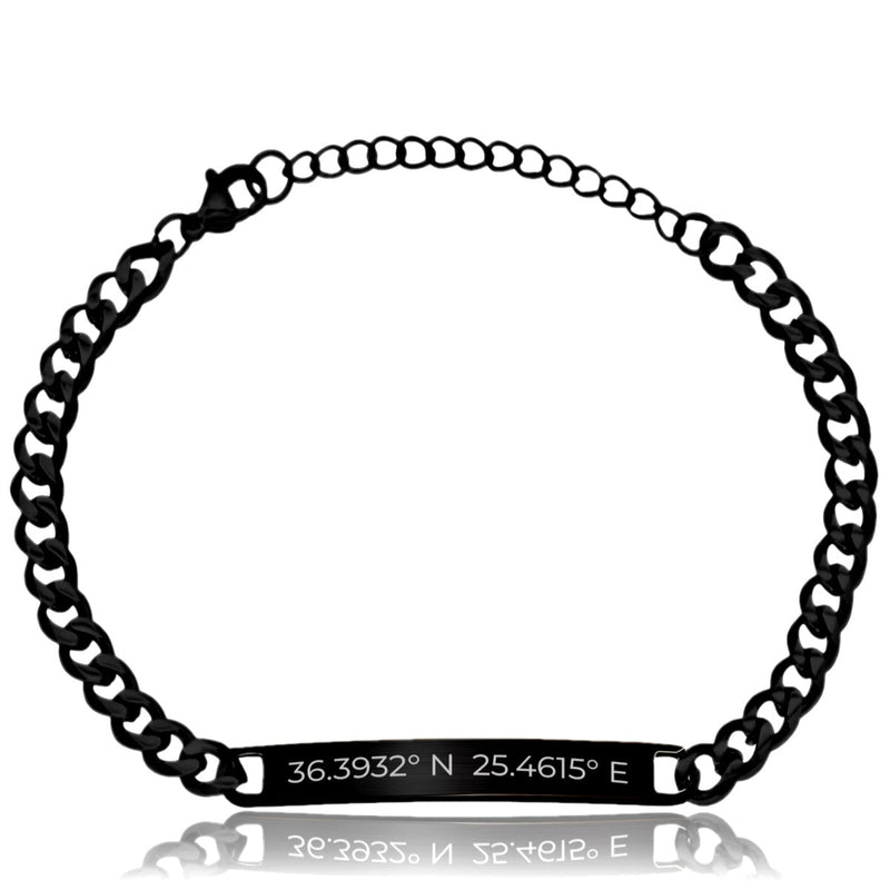 Custom Chain Link Bracelet, Black - OurCoordinates