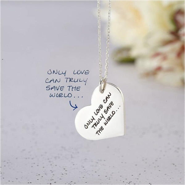 Custom Heart Pendant Necklace, Silver - OurCoordinates