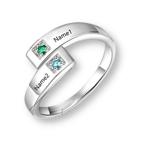 Engraved Birthstone Ring, - OurCoordinates