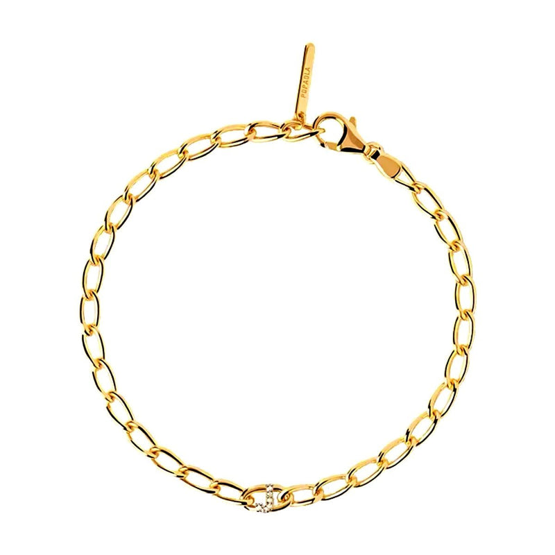 Gold Letter Bracelet Simple Initial Charm Bracelet, J - OurCoordinates