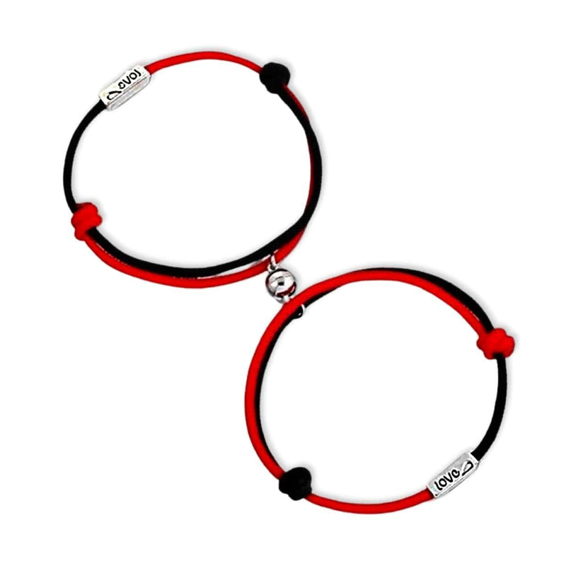 Magnetic Couple Bracelets - Set Of Two, Red & Black - OurCoordinates