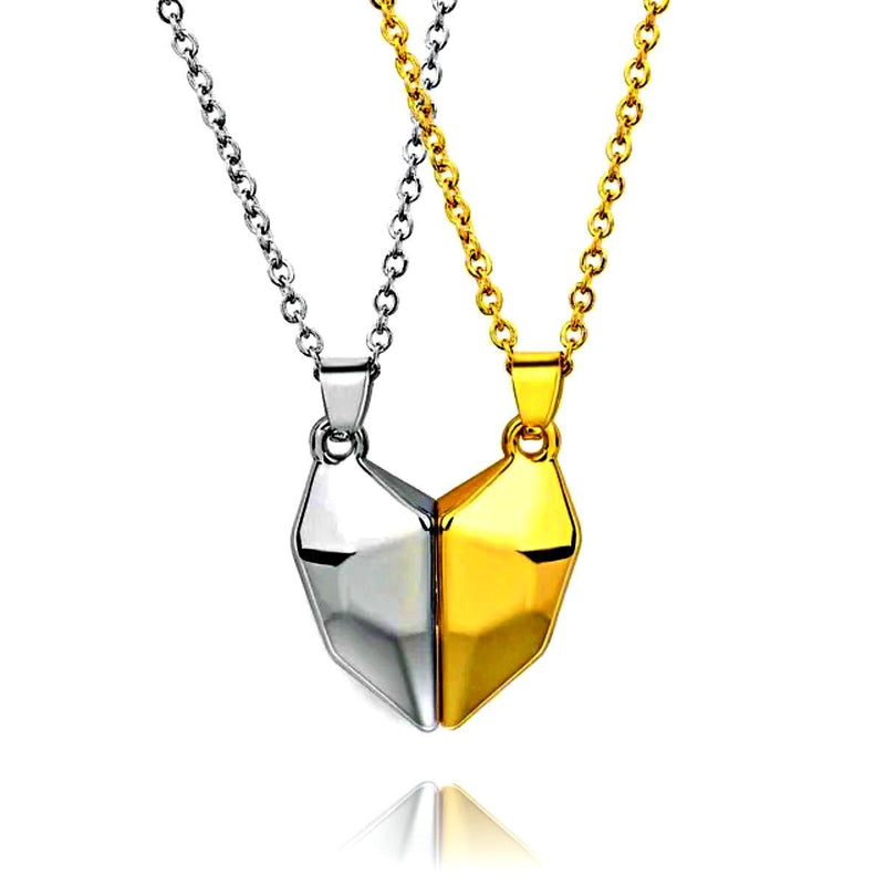 Magnetic Heart Necklace - Set Of 2, Gold / Silver - OurCoordinates