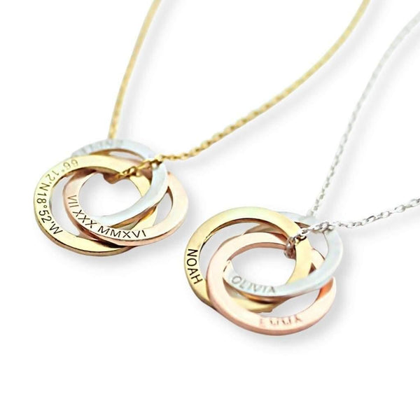 Personalized Interlocking Circle Necklace, Gold - OurCoordinates