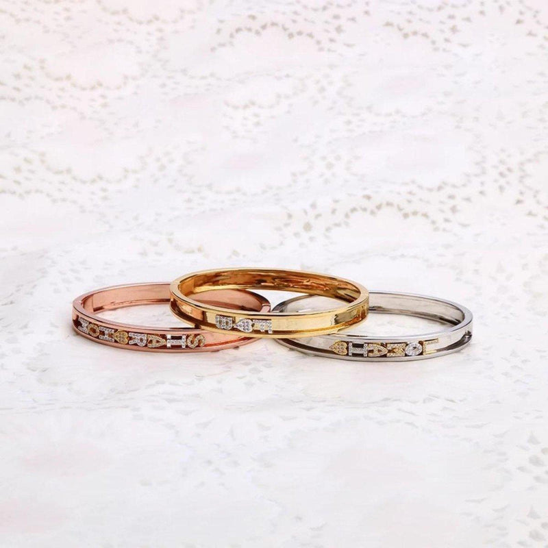 Personalized Sliding Diamond Charm Bracelet, Rose Gold - OurCoordinates