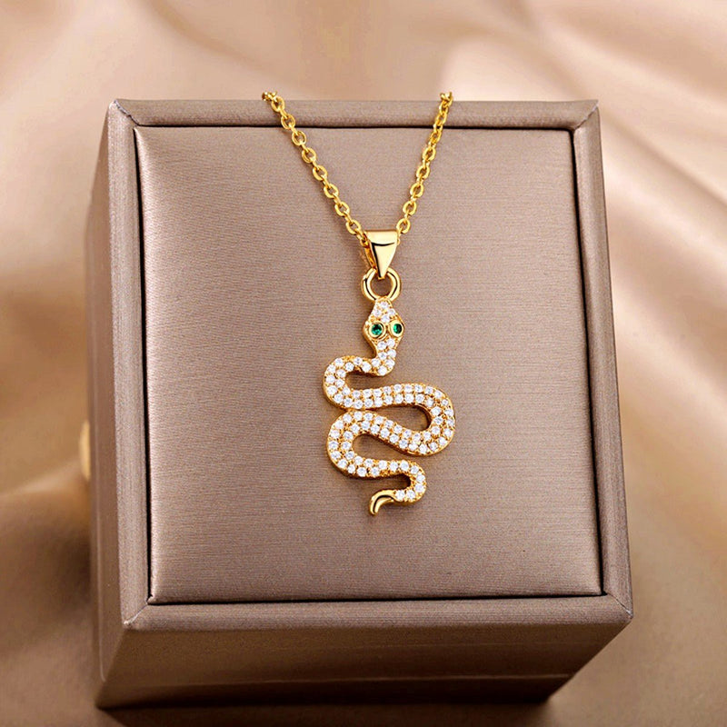 Stainless Steel Chain Snake Pendant Necklace, N03831G-5 - OurCoordinates