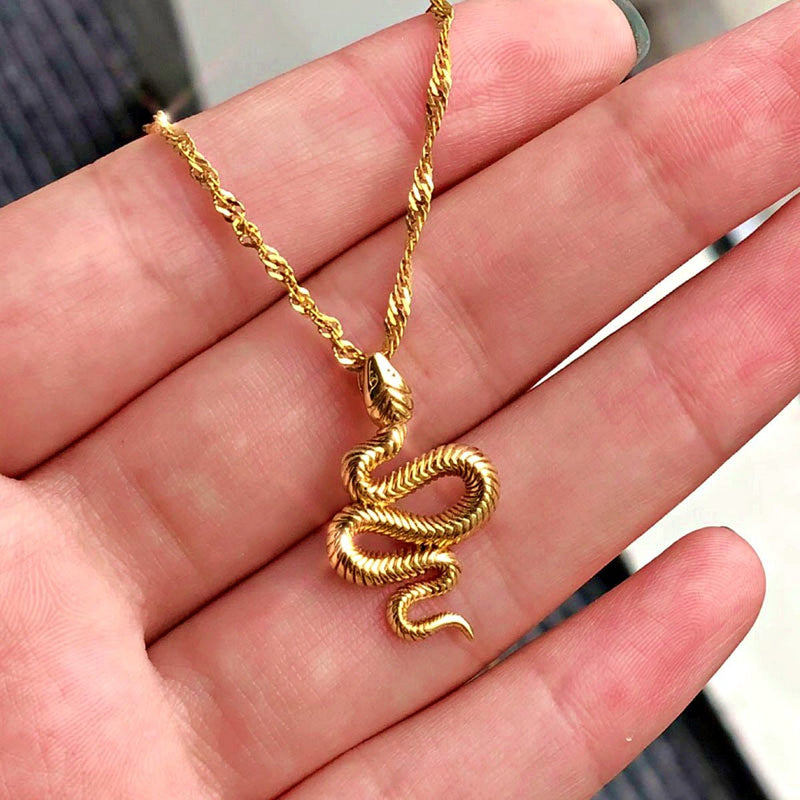 Stainless Steel Chain Snake Pendant Necklace, gold Color - OurCoordinates