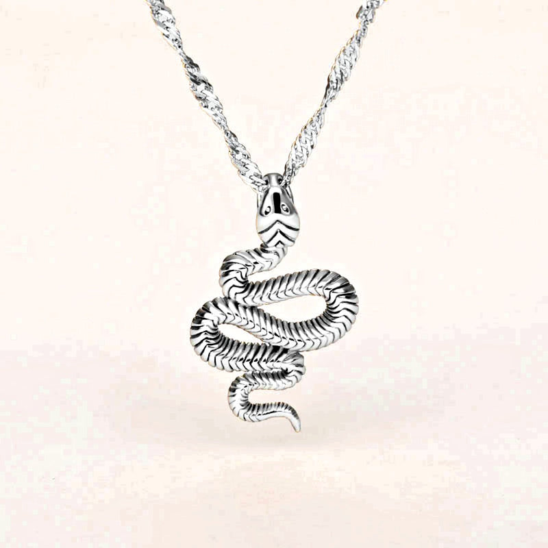 Men’s Stainless Steel Snake Pendant Necklace – 60cm Chain, Hypoallergenic, Gift Ready With Velvet Bag