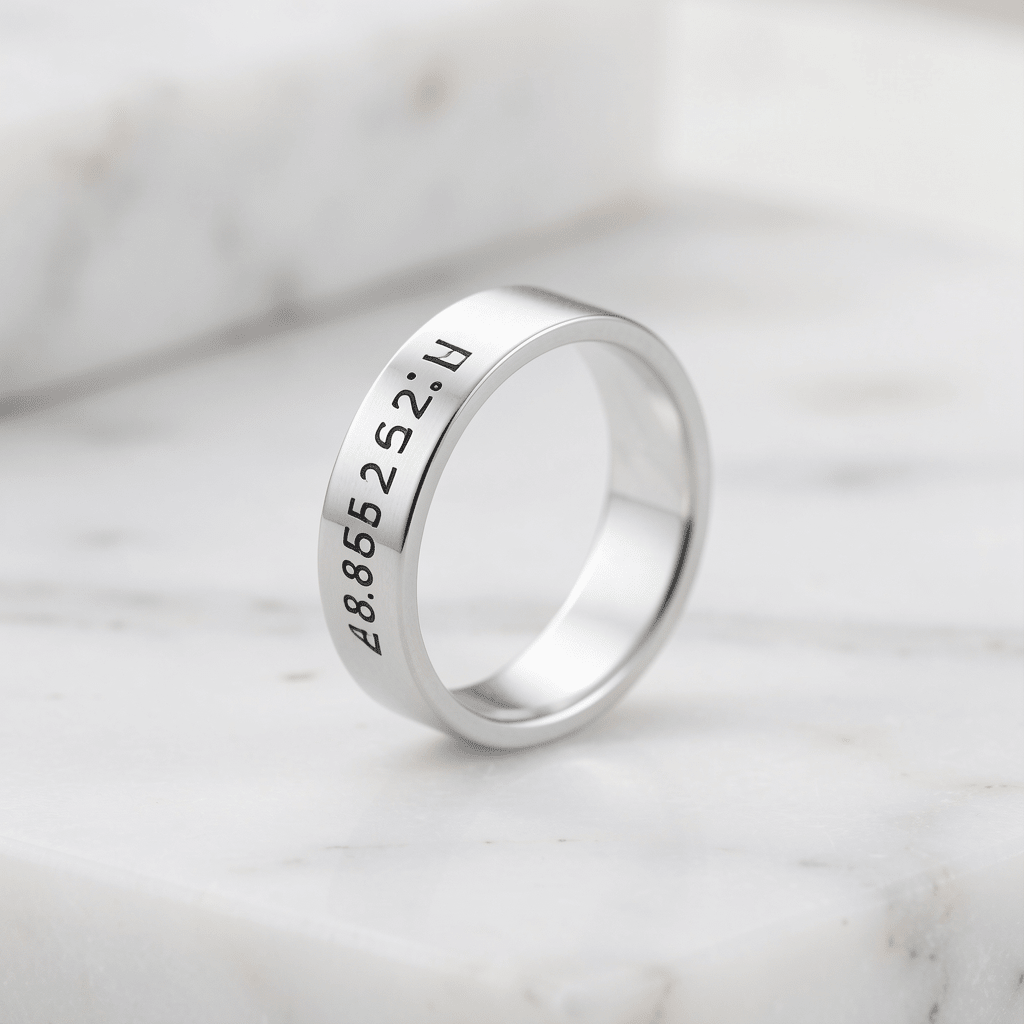 Coordinates Flat Band Ring, Sterling Silver - OurCoordinates