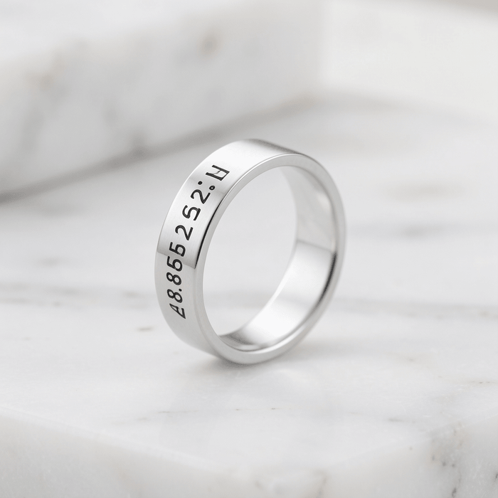 Coordinates Flat Band Ring, Sterling Silver - OurCoordinates