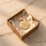 Gold coordinates keychain in gift box