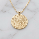 Custom Map Pendant - Engraved map disc on marble - detail