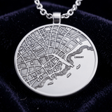 Custom map pendant macro detail shot