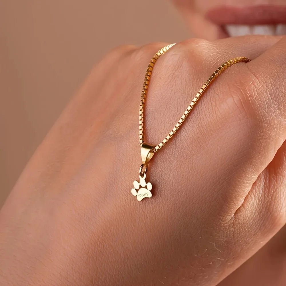 Personalized Dainty Pet Paw Necklace | Custom Paw Print Jewelry, Gold - OurCoordinates
