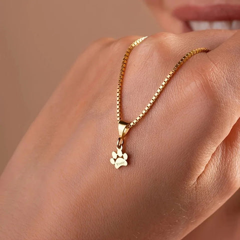 Personalized Dainty Pet Paw Necklace | Custom Paw Print Jewelry, Gold - OurCoordinates