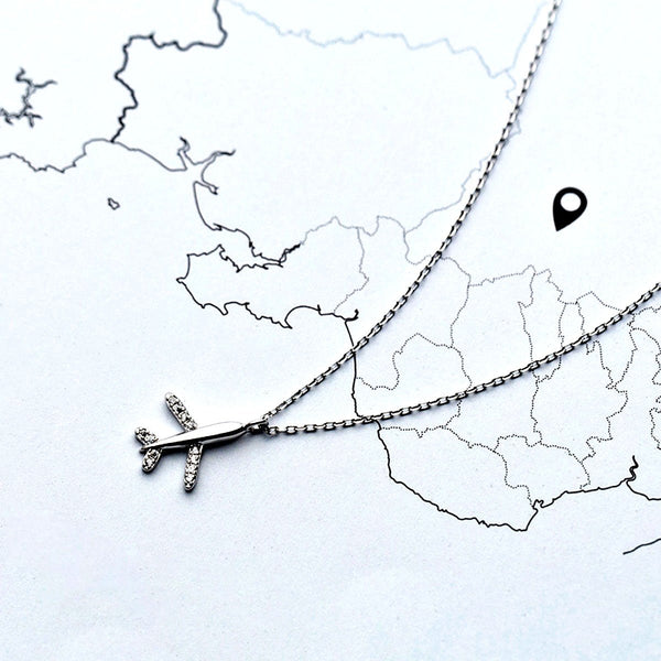 100% 925 Sterling Silver Aircraft Pendant Necklace For Women, - OurCoordinates