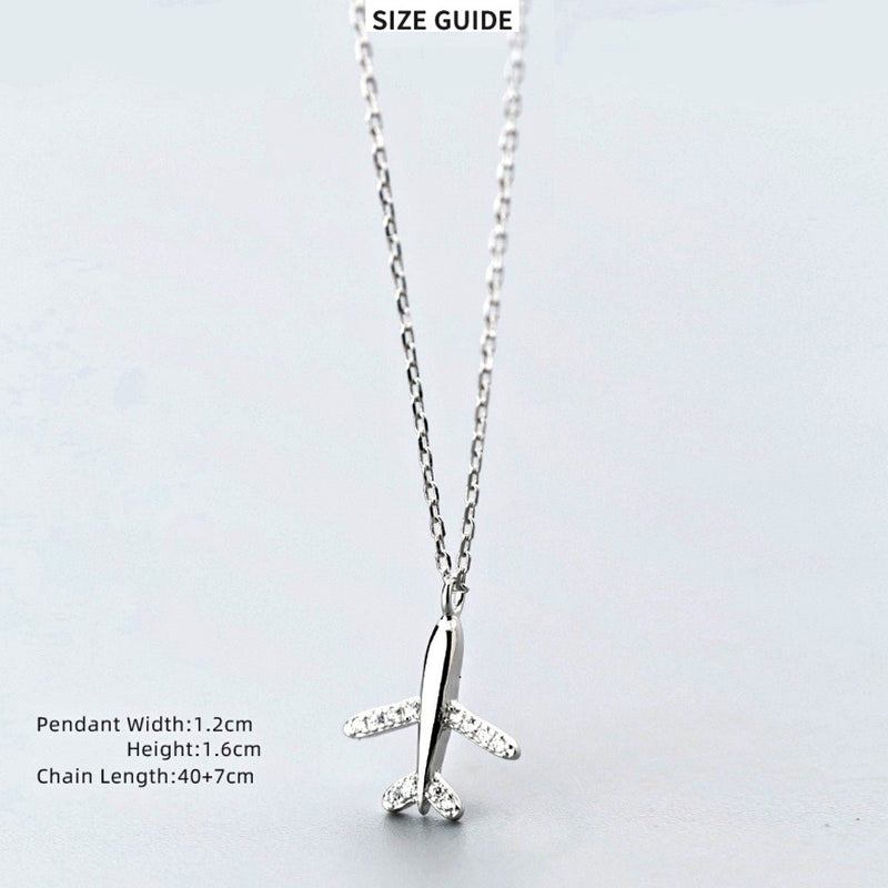 Airplane 18K White Gold Pendant Necklace