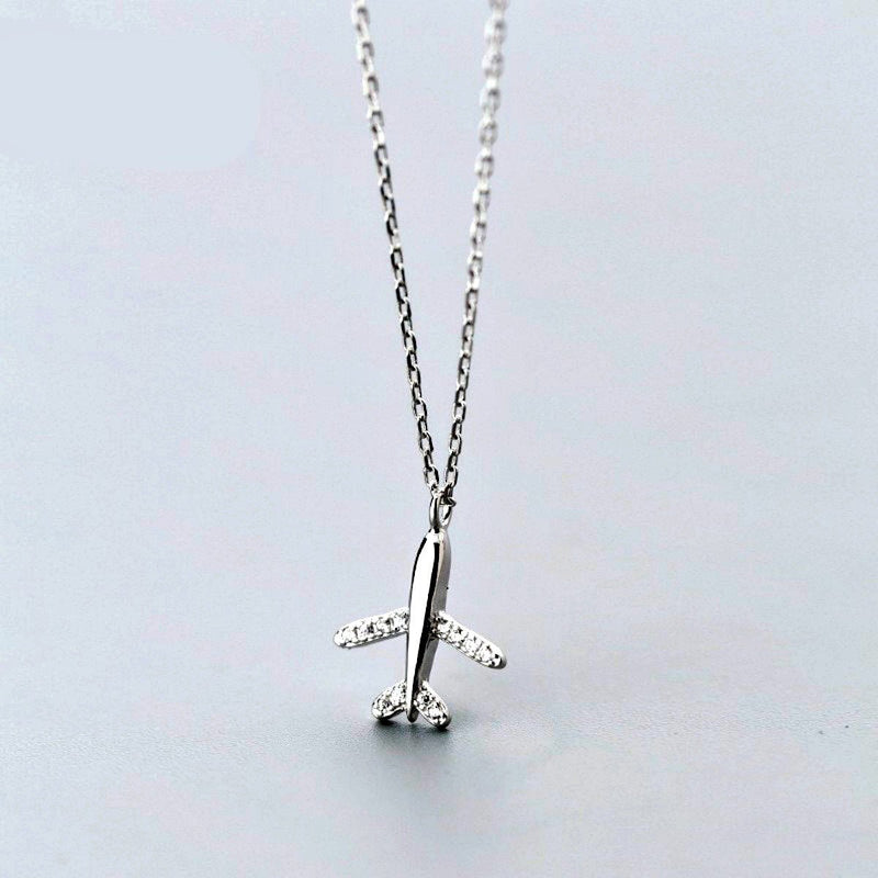 100% 925 Sterling Silver Aircraft Pendant Necklace For Women, - OurCoordinates