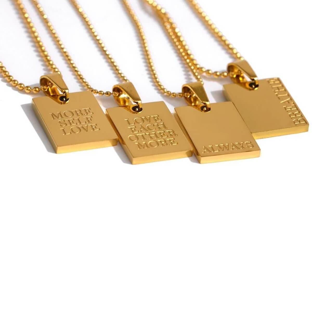 18K Gold Square Pendant Necklace ALWAYS OurCoordinates