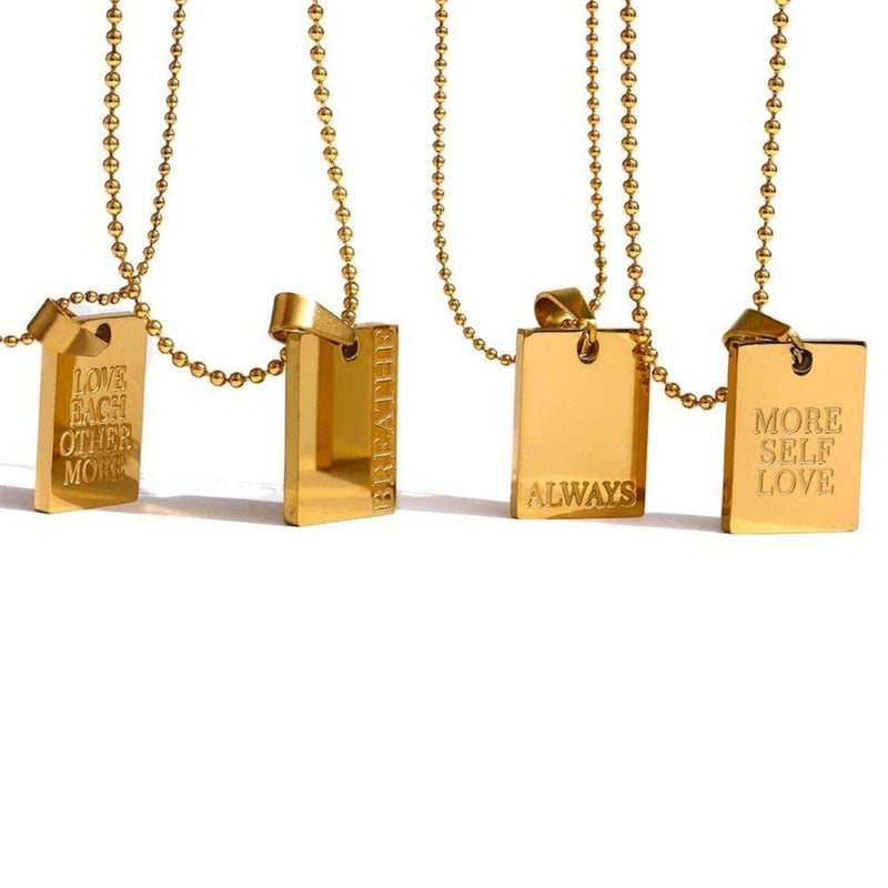 18K Gold Square Pendant Necklace | LOVE EACH OTHER MORE, - OurCoordinates