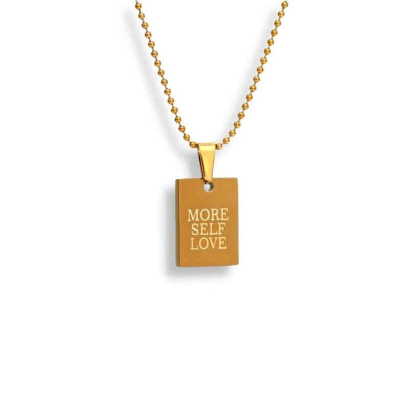 18K Gold Square Pendant Necklace | MORE SELF LOVE, - OurCoordinates
