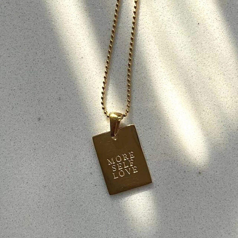 18K Gold Square Pendant Necklace | MORE SELF LOVE, - OurCoordinates