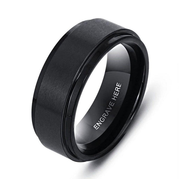 8.0mm Monogrammed Onyx Ring For Men, Black - OurCoordinates