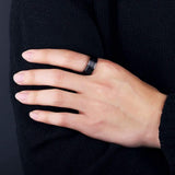 8.0mm Monogrammed Onyx Ring For Men, Black - OurCoordinates