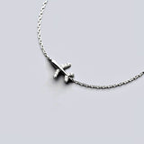 925 Sterling Silver Luminous CZ Cute Mini Airplane Bracelet, - OurCoordinates