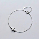 925 Sterling Silver Luminous CZ Cute Mini Airplane Bracelet, - OurCoordinates