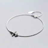 925 Sterling Silver Luminous CZ Cute Mini Airplane Bracelet, - OurCoordinates