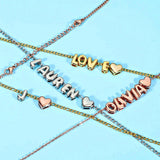 Custom 3D Bubble Letter Necklace With Rose Box Valentines Day Gift, Style 1-Rose Box - OurCoordinates