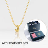 Custom 3D Letter Bubble Necklace With Rose Box Valentines Day Gift Set, Style 1-Rose Box - OurCoordinates