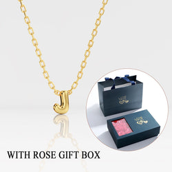 Custom 3D Letter Bubble Necklace With Rose Box Valentines Day Gift Set, Style 1-Rose Box - OurCoordinates