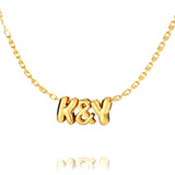 Custom 3D Letter Bubble Necklace With Rose Box Valentines Day Gift Set, Style 4 AandB - OurCoordinates