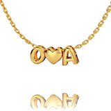 Custom 3D Letter Bubble Necklace With Rose Box Valentines Day Gift Set, Style 3 AHeartB - OurCoordinates