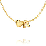 Custom 3D Letter Bubble Necklace With Rose Box Valentines Day Gift Set, Style 2 HeartA - OurCoordinates