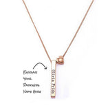 Custom Bar Necklace - Free Personalization On All 4 Sides, Rose Gold - OurCoordinates