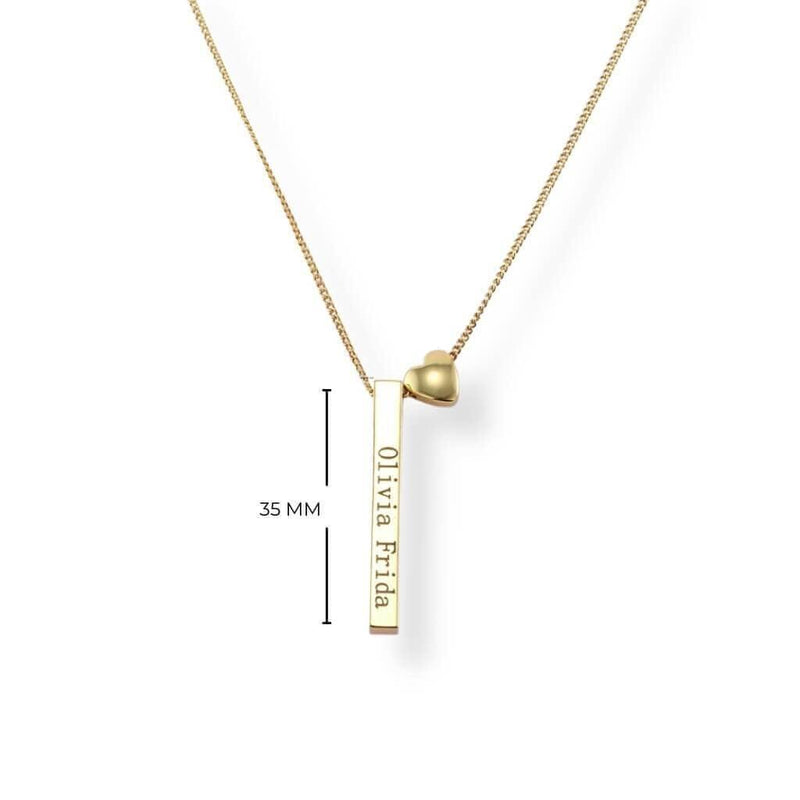 Custom Bar Necklace - Free Personalization On All 4 Sides, Rose Gold - OurCoordinates
