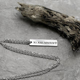 Custom Engraved Rustic Steel Necklace for Men, Silver - OurCoordinates