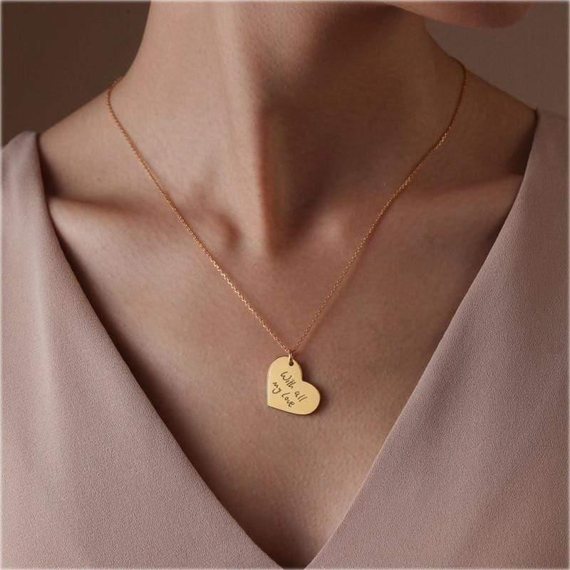 Custom Heart Pendant Necklace, Gold - OurCoordinates