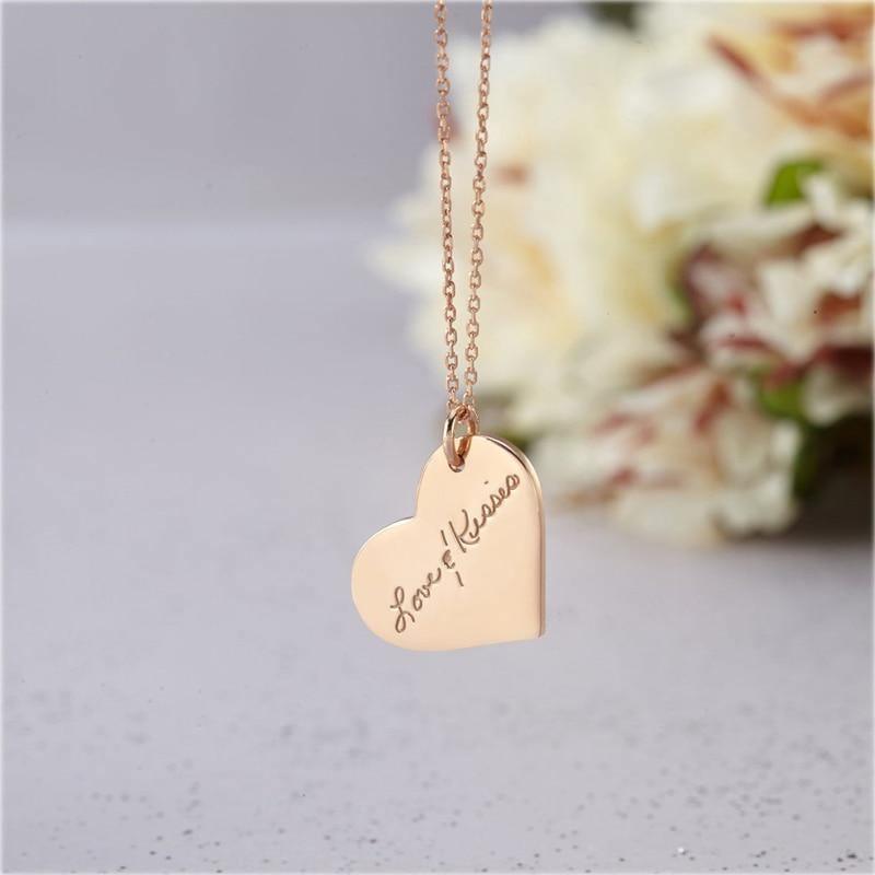 Custom Heart Pendant Necklace, Rose Gold - OurCoordinates