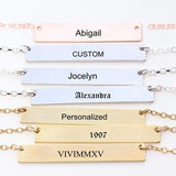 Custom Personalized Bar Necklace - Engrave Coordinates, Initials, Roman Numerals, Gold - OurCoordinates