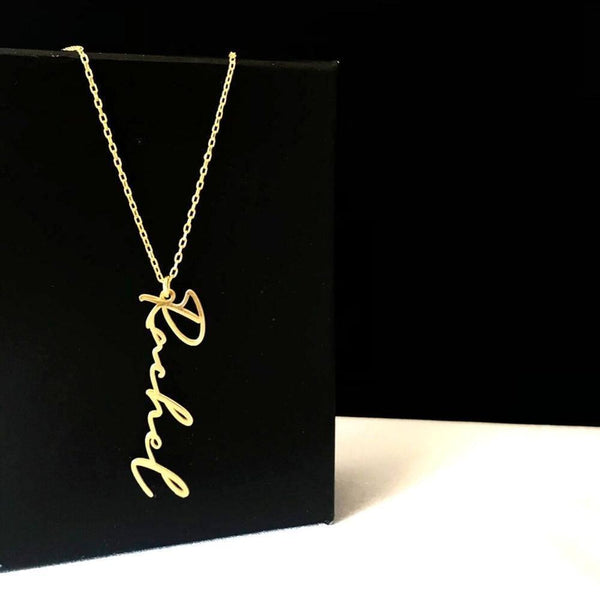 Custom Vertical Name Necklace, Gold - OurCoordinates