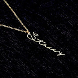 Custom Vertical Name Necklace, Rose Gold - OurCoordinates