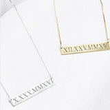 Customized Cut Out Bar Necklace - Coordinates, Name, Roman Numerals, 50cm - OurCoordinates
